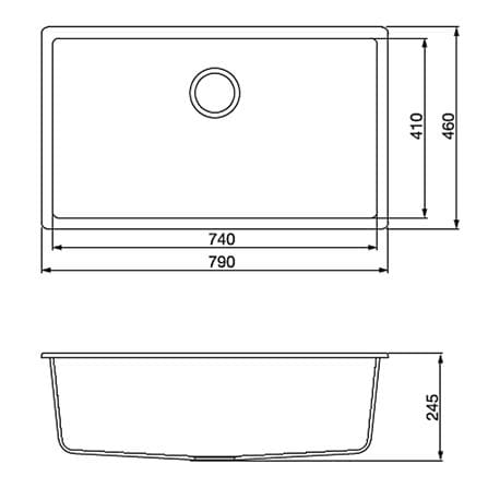 HAUSTERN BUILT-IN UNDERMOUNT GRANITE SINK 1BOWL STARKER 613B-UM 79CM