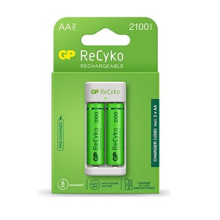 GP RECYKO E211 CHARGER (USB) 2-SLOT NiMH + 2x 2100mAh AA NiMH BATTERY