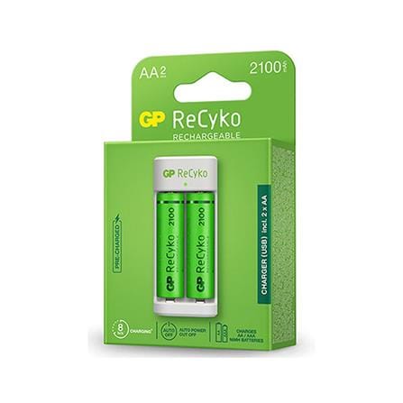 GP RECYKO E211 CHARGER (USB) 2-SLOT NiMH + 2x 2100mAh AA NiMH BATTERY