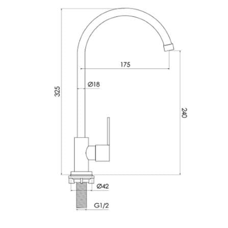 MODERN DEPOT SINK FAUCET SINGLE WALL U SPOUT KITCHEN TAP TF-SPSU-03MG SS(PSCCF)