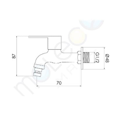 MODERN DEPOT SHANK FAUCET WALL TAP TF-SHB-03MG GUN METAL