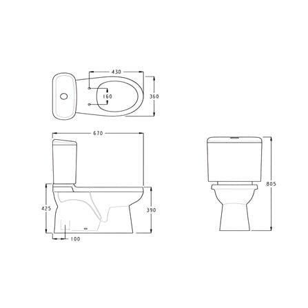 SERICITE 2P TOILET WC1035S/LC5028DF 3/6L 20 INCH WHITE