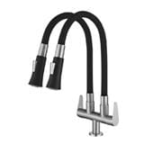 MODERN DEPOT SINK FAUCET DOUBLE FLEXI RUBBER HOSE PILLAR SINK TAP TF-PDFR-03 (PDCCX)
