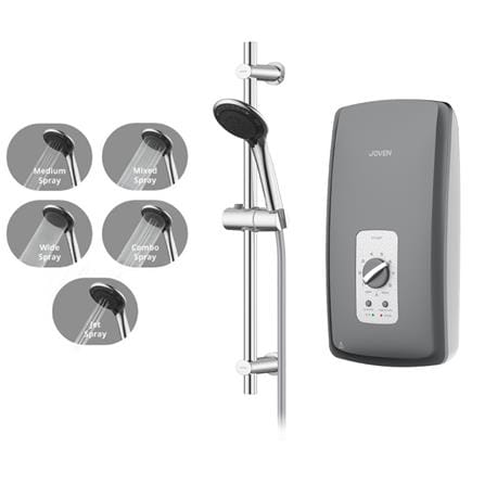 JOVEN SHOWER HEATER DC PUMP WITH HAND SHOWER SC33iP DARK GREY