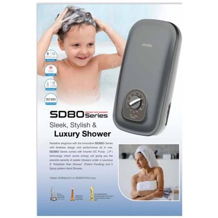 JOVEN SHOWER HEATER DC PUMP WITH RAIN SHOWER SD80iP DARK GREY