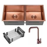 CABANA BUILT-IN UNDERMOUNT SINK 2BOWL ROSE GOLD CKS7507 86CM