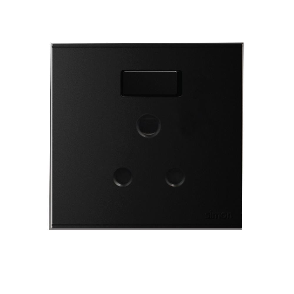 SWITCH 15A 1GANG SOCKET ROUND PIN SIMON E6 721582-26 BLACK