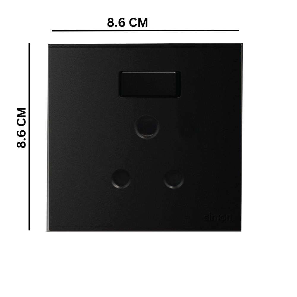 SWITCH 15A 1GANG SOCKET ROUND PIN SIMON E6 721582-26 BLACK