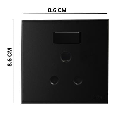 SWITCH 15A 1GANG SOCKET ROUND PIN SIMON E6 721582-26 BLACK