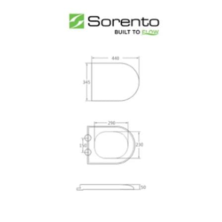 SORENTO SOFT CLOSING TOILET SEATSCBD315 WHITE L440XW345XH50 CM