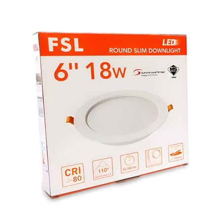 FSL DOWNLIGHT PANEL LED 6" 18W ACRYLIC DAYLIGHT ROUND WHITE