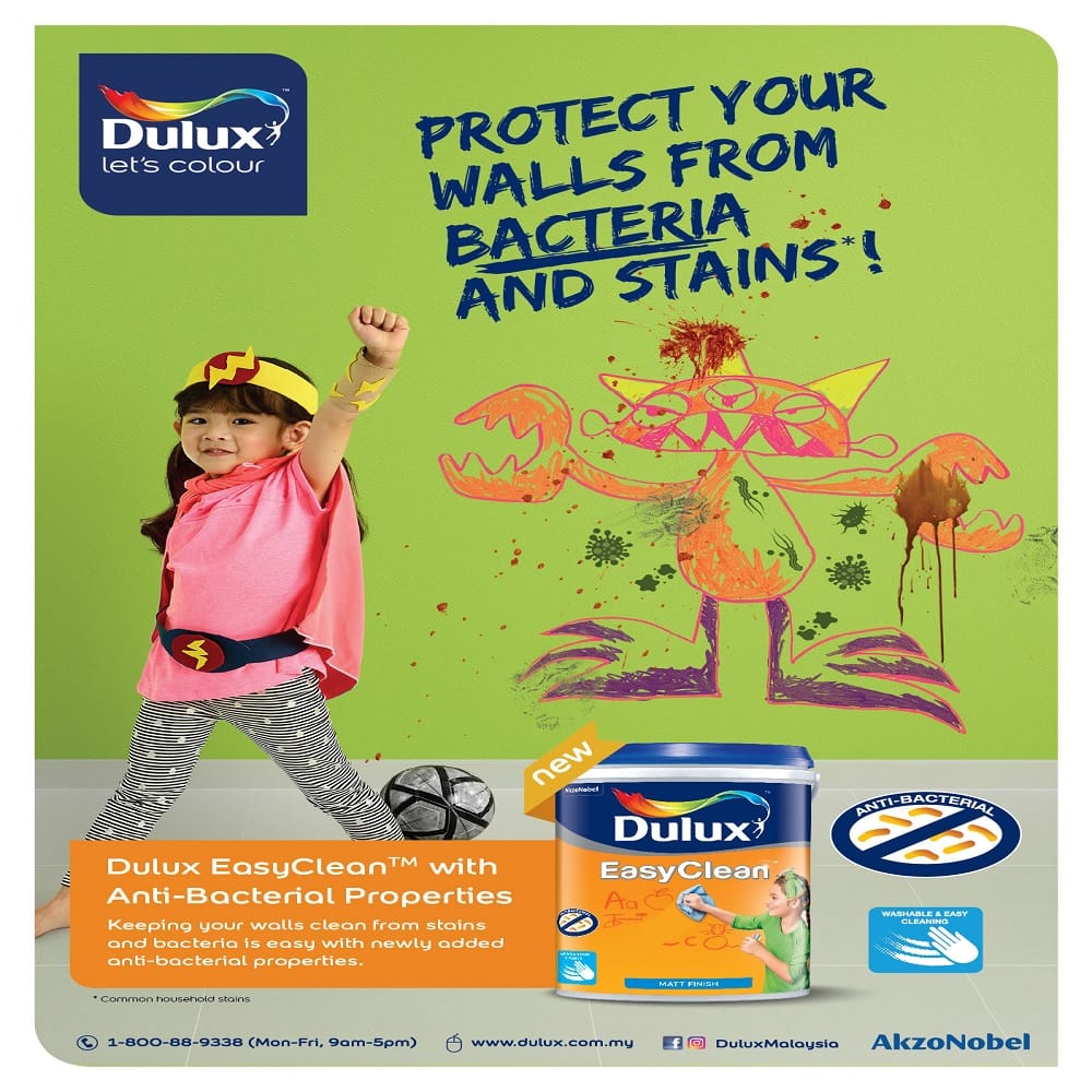 DULUX EASYCLEAN ANTIBACTERIA 1 LITRE BASE C INTERIOR-PAINT