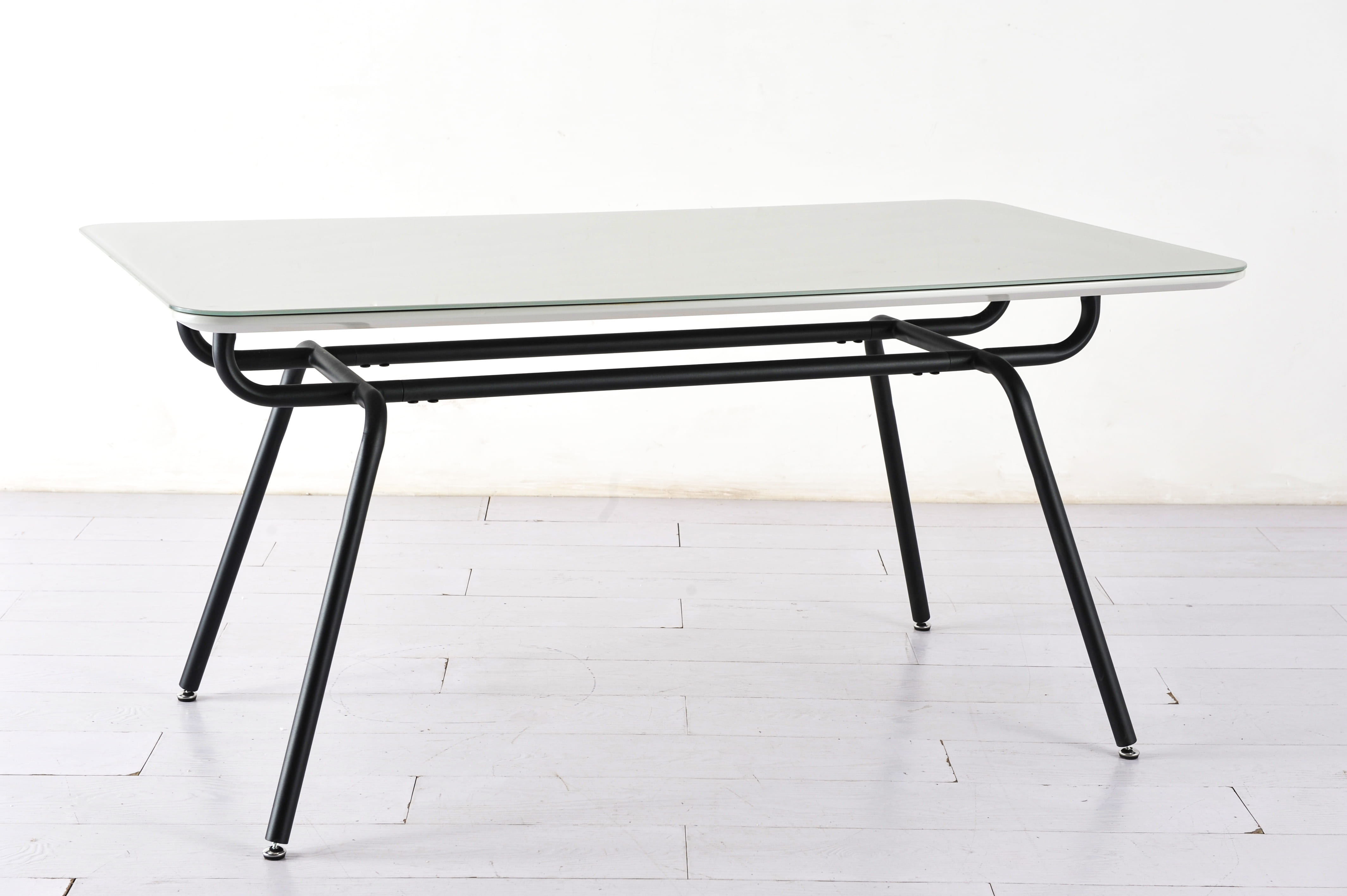 DINING TABLE GLASS GREY 160CM