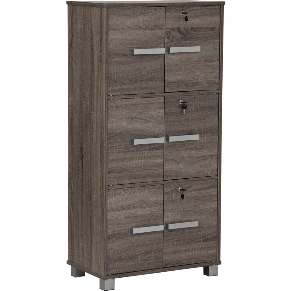 NAOMI 6 DOOR STORAGE BOX WITH LOCK NUHOOM DARK SONOMA