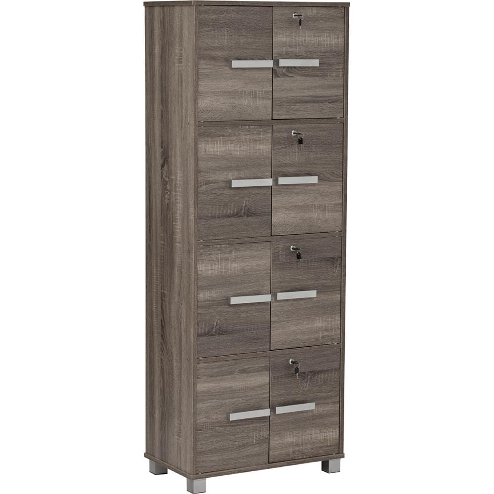 NUHOOM NAOMI 8 DOOR STORAGE BOX WITH LOCK DARK SONOMA