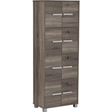 NUHOOM NAOMI 8 DOOR STORAGE BOX WITH LOCK DARK SONOMA
