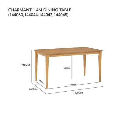 NUHOOM CHARMANT 800X1400 DINING TABLE IN NATURAL COLOUR OAK