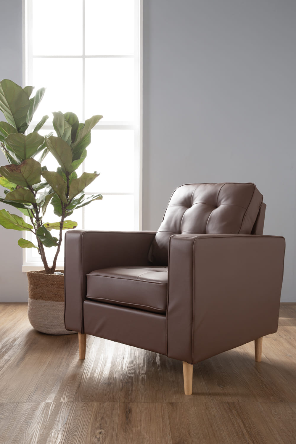 NESTHOUZ ROYCE SOFA 1 SEATER SOFA MOCHA