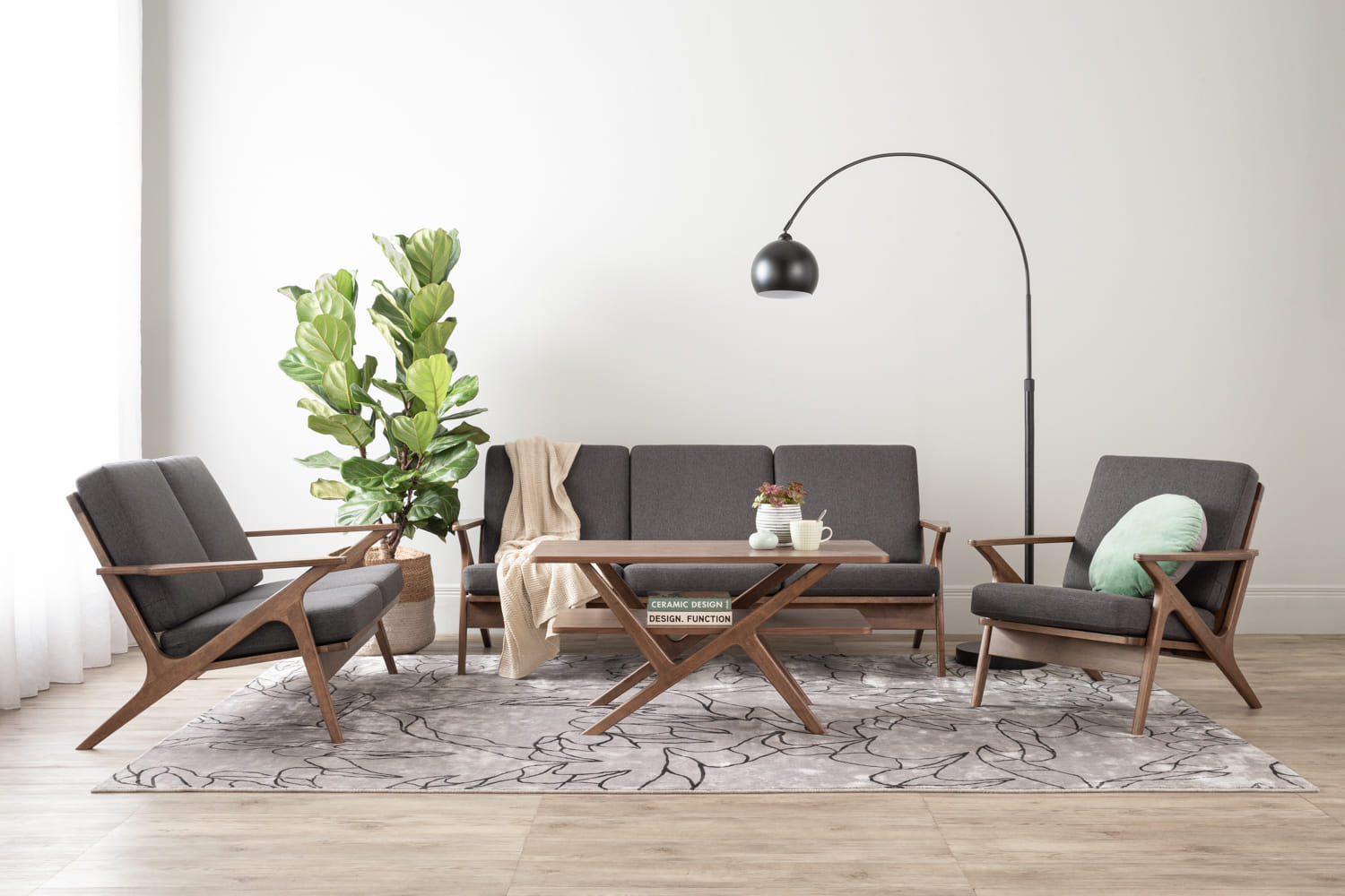 SOFA ASTON 3 SEATER 109/113/6516 COCOA WITH SEAL COLOUR DIMITY FABRIC CUSHION