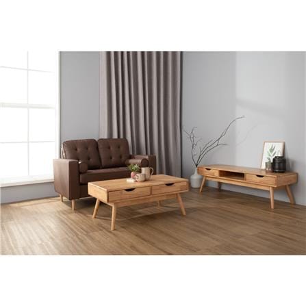 SOFA ROYCE 2 SEATER 102/523 NATURAL COLOUR LEG, MOCHA COLOUR PREMIUM VINYL BODY