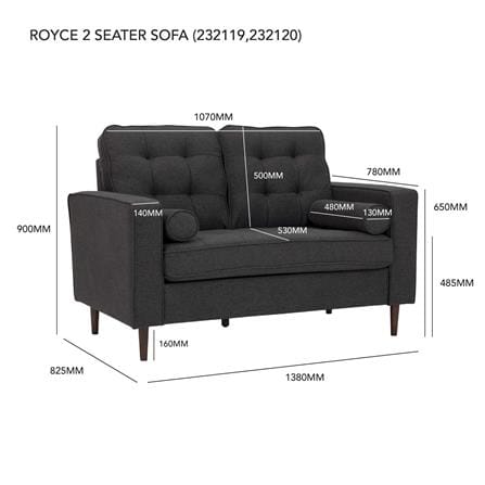 SOFA ROYCE 2 SEATER 102/523 NATURAL COLOUR LEG, MOCHA COLOUR PREMIUM VINYL BODY