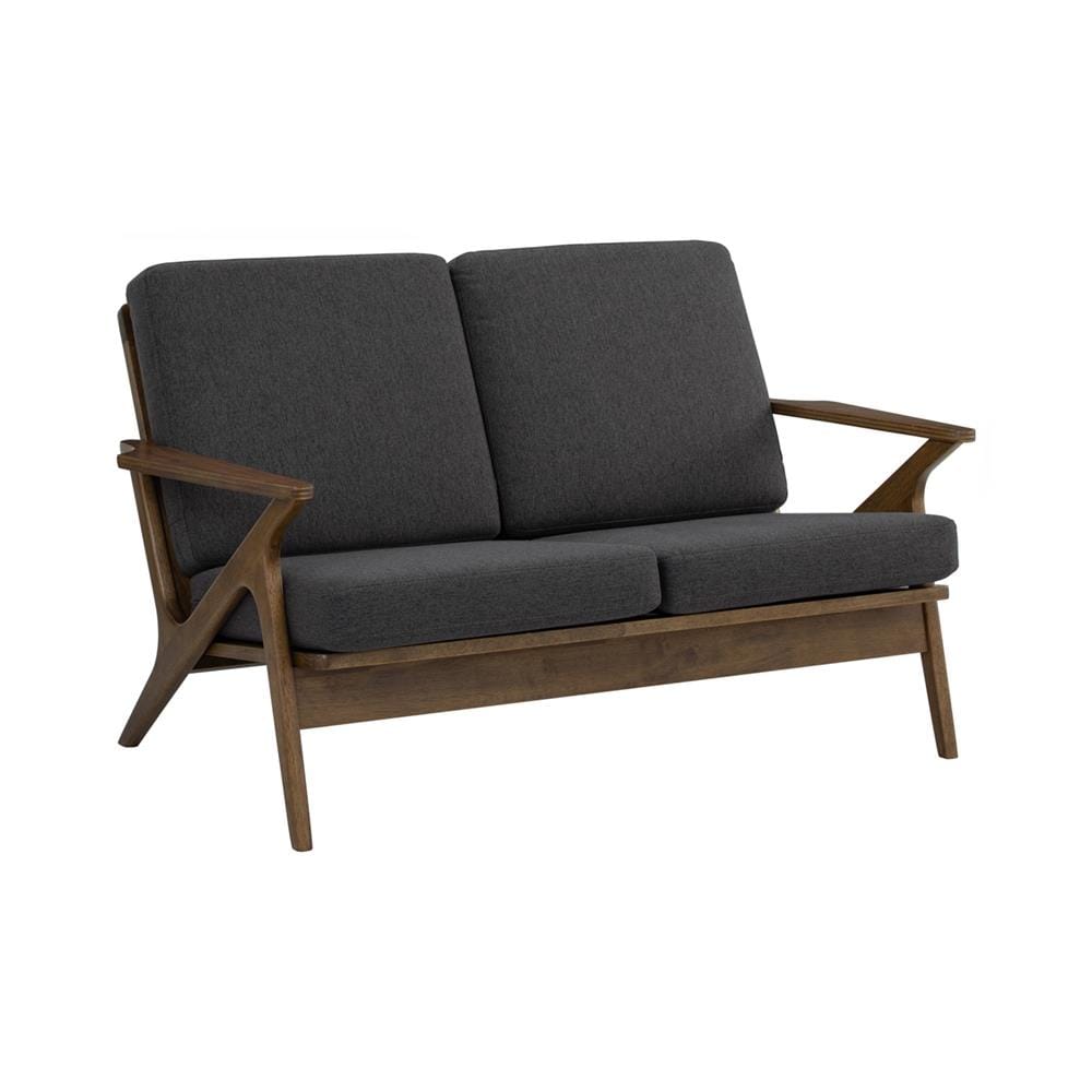 ASTON 2 SEATER SOFA IN COCOA COLOUR FRAME WITH SEAL COLOUR DIMITY FABRIC CUSHION