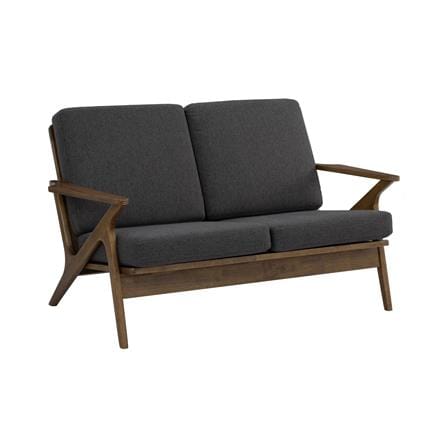 ASTON 2 SEATER SOFA IN COCOA COLOUR FRAME WITH SEAL COLOUR DIMITY FABRIC CUSHION