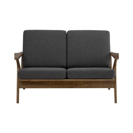 ASTON 2 SEATER SOFA IN COCOA COLOUR FRAME WITH SEAL COLOUR DIMITY FABRIC CUSHION