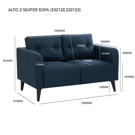 ALTO 2 SEATER SOFA IN BLACK COLOUR LEG, CHESTNUT COLOUR CHALLIS FABRIC BODY