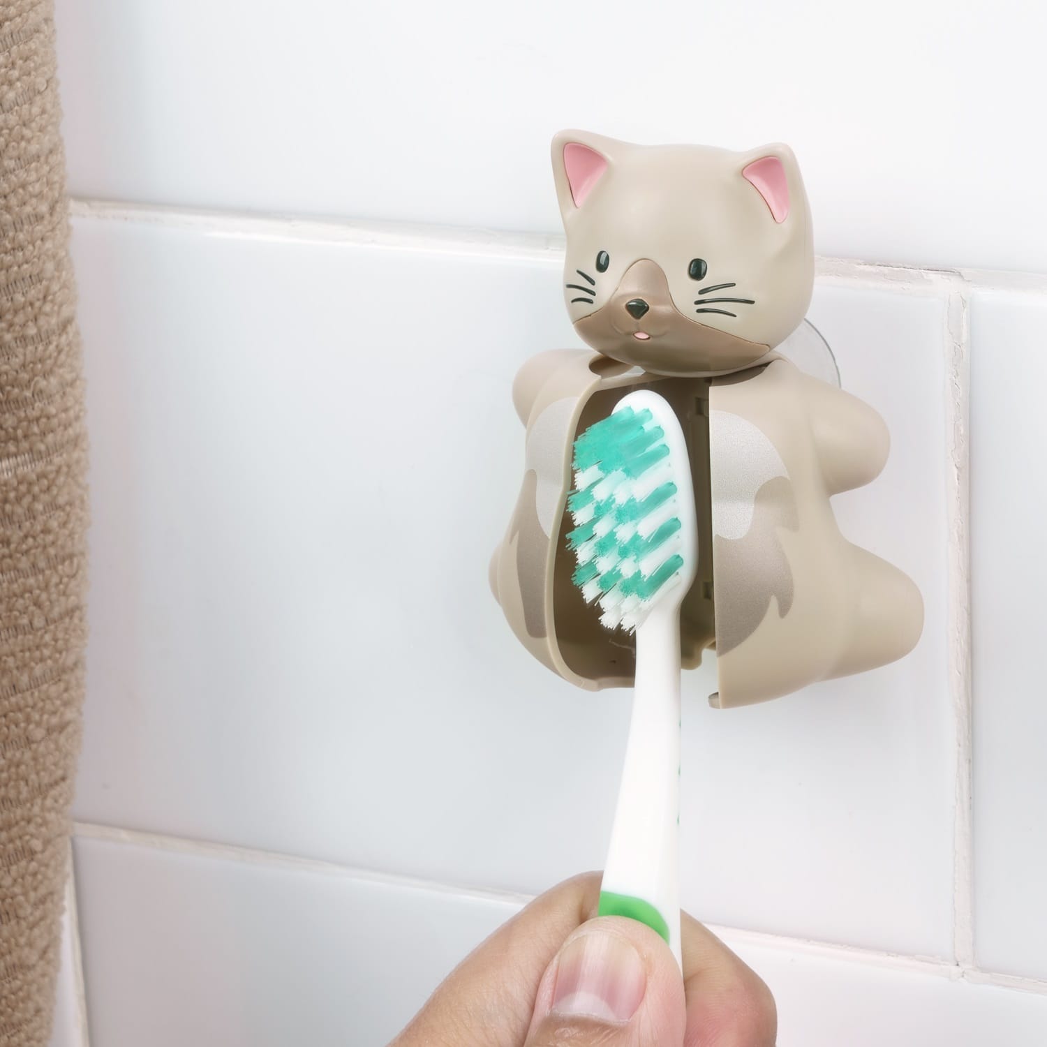 FLIPPER TOOTHBRUSH HOLDER F02811 CAT WHITE (H9xW6XD6 CM)