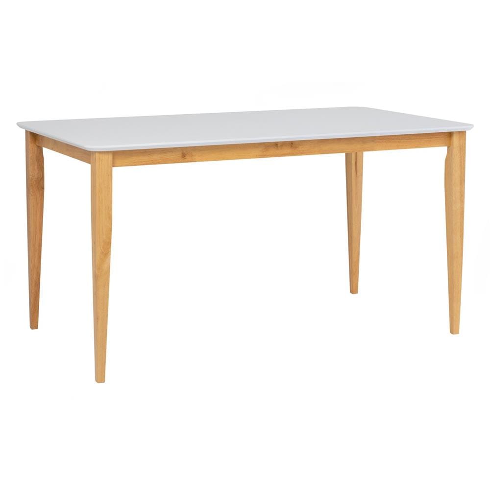 NUHOOM CHARMANT 800X1400 DINING TABLE IN NATURAL COLOUR LEG, WHITE LACQUERED TOP