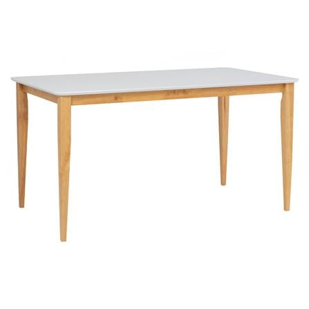 NUHOOM CHARMANT 800X1400 DINING TABLE IN NATURAL COLOUR LEG, WHITE LACQUERED TOP
