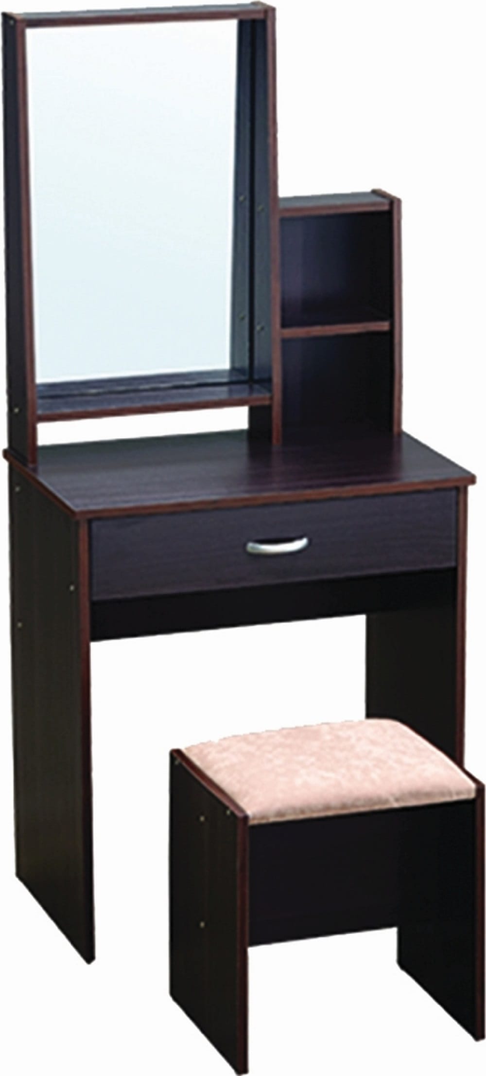 DRESSING TABLE WITH STOOL DARK BROWN