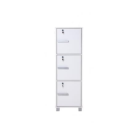 NUHOOM NAOMI STORAGE BOX 3 DOOR WITH LOCK WHITE