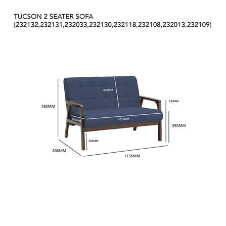 TUCSON 2 SEATER SOFA IN COCOA COLOUR, CHESTNUT COLOUR DIMITY FABRIC