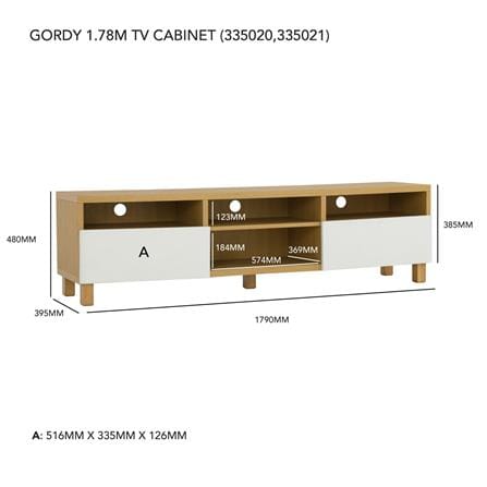 NESTHOUZ TV CABINET PONTO 1.78M OAK/WHITE