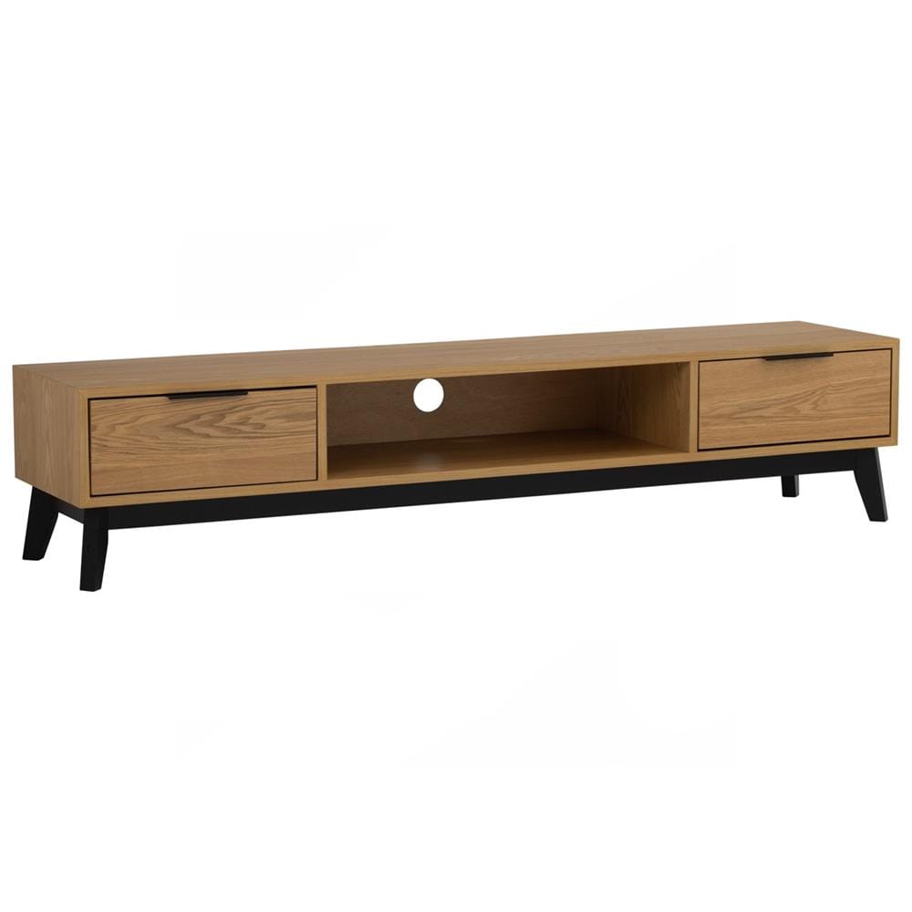 NESTHOUZ MALTON 1.8M TV CABINET 114/102 BLACK/NATURAL