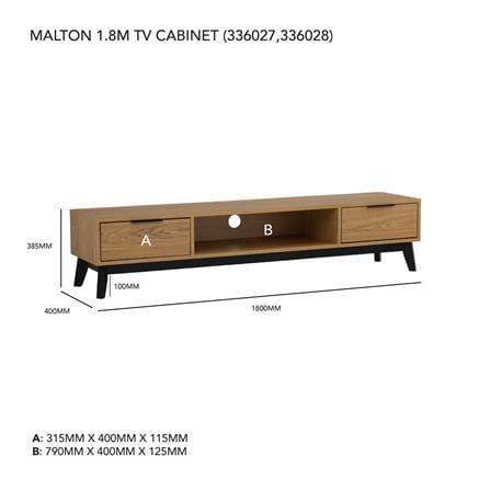 NESTHOUZ MALTON 1.8M TV CABINET 114/102 BLACK/NATURAL