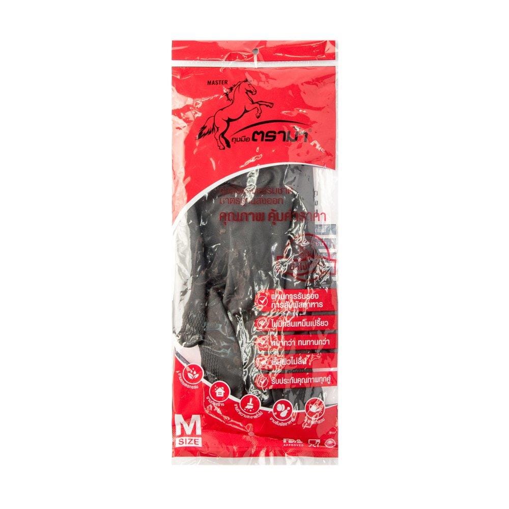 RUBBER GLOVES HORSE BRND BLACK