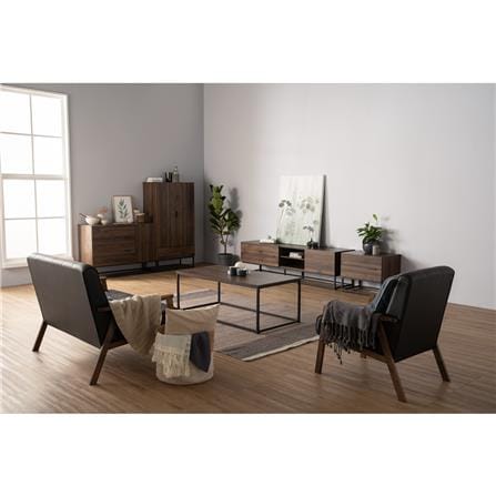 NUHOOM CAPRI COFFEE TABLE IN MATT BLACK EPOXY COLOUR LEG, WALNUT COLOUR TOP