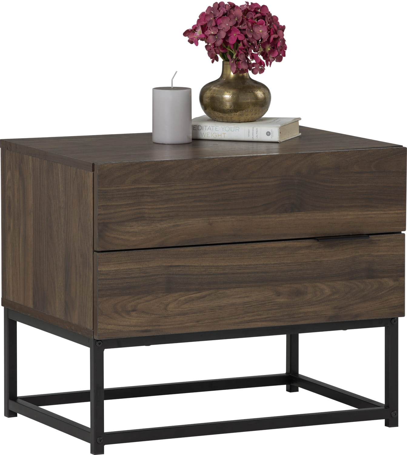NUHOOM CAPRI SIDE TABLE IN MATT BLACK EPOXY COLOUR LEG, WALNUT COLOUR TOP 802/170