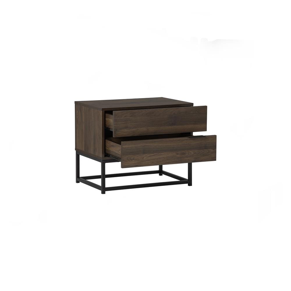 NUHOOM CAPRI SIDE TABLE IN MATT BLACK EPOXY COLOUR LEG, WALNUT COLOUR TOP 802/170
