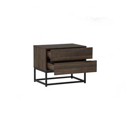 NUHOOM CAPRI SIDE TABLE IN MATT BLACK EPOXY COLOUR LEG, WALNUT COLOUR TOP 802/170