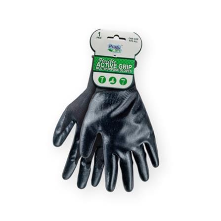 READY CARE FLEXIBLE RUBBER LATEX GLOVE STANDARD SIZE BLACK 1 PAIR