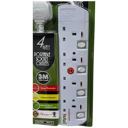 POWER STRIP  3M 4 WAY EX/CORD 9714N ADS