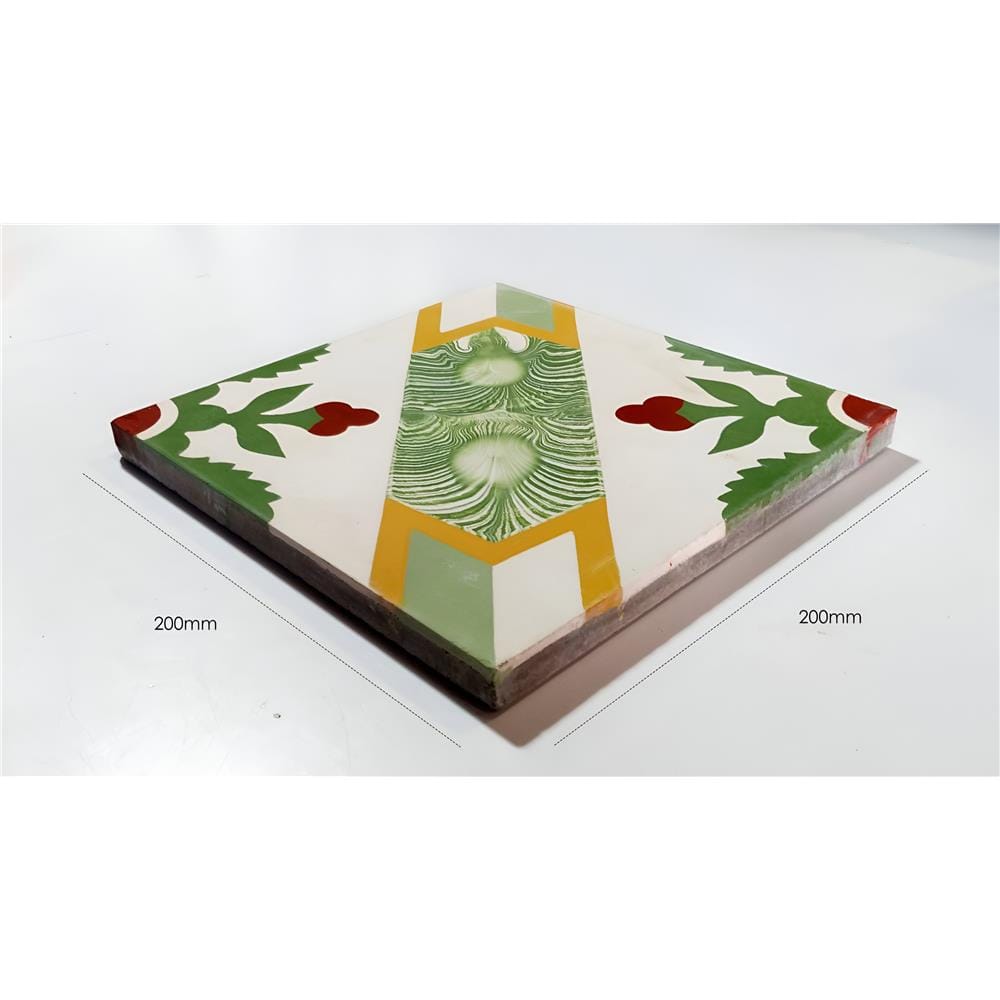 GNG FLOORTILE 20X20CM CEMENT ENCAUSTIC GREEN GRADE A 0.48M2