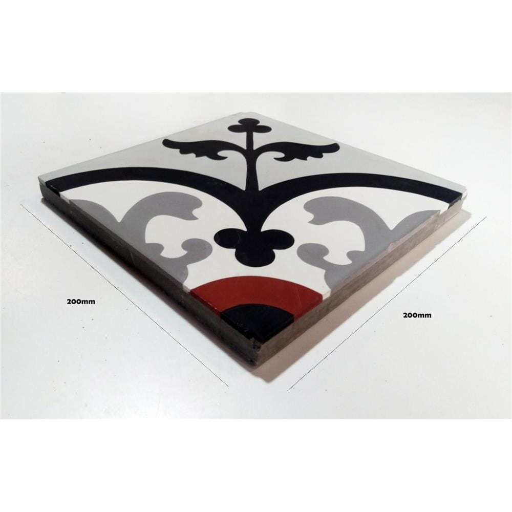 GNG FLOORTILE 20X20CM CEMENT ENCAUSTIC KINGSTON GREY GRADE A 0.48