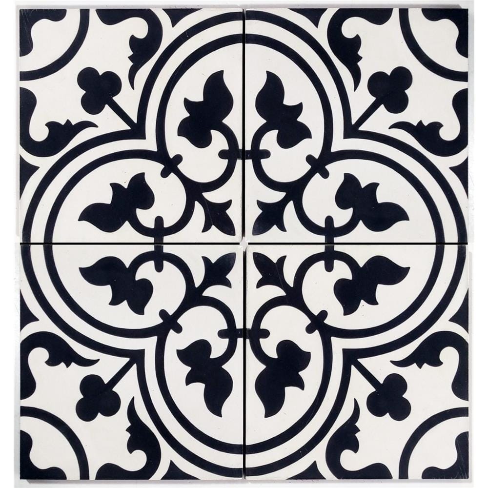 GNG FLOORTILE 20X20CM CEMENT ENCAUSTIC BLACK AND WHITE GRADE A 0.48