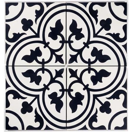 GNG FLOORTILE 20X20CM CEMENT ENCAUSTIC BLACK AND WHITE GRADE A 0.48