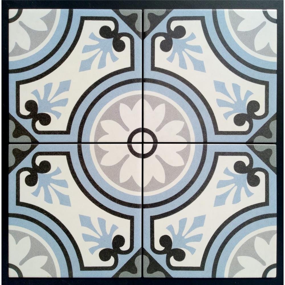 GNG FLOORTILE 20x20CM ART DECORATIVE BLUE AND BEIGE GRADE A 0.48M2